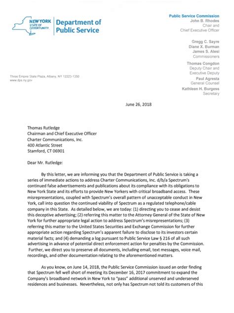 Letter To Spectrum Us Securities And Exchange Commission Advertising