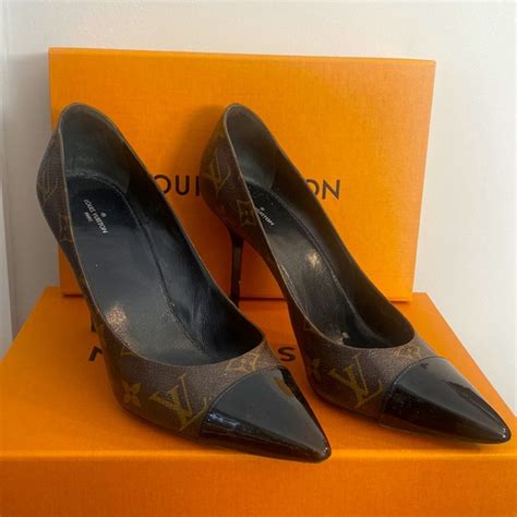 Louis Vuitton Shoes Louis Vuitton Monogram Canvas And Patent Leather Cap Toe Cherie Pumps