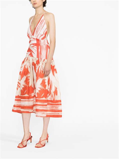 Silvia Tcherassi Stripe Print Backless Midi Dress Farfetch