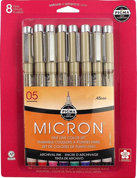 30066 Pigma Sakura Micron 1 Set 8Ct 05 Colors Asst Set Pen Ink Card