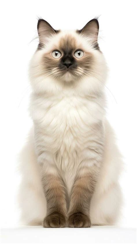 White and black Birman cat sitting on white background 27536887 Stock ...