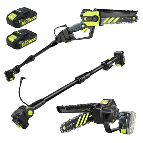 Saker 2 In 1 Cordless Pole Saw And Mini Chainsaw 6 Inch Brushless Pole Saw With 2 Batteries And 3