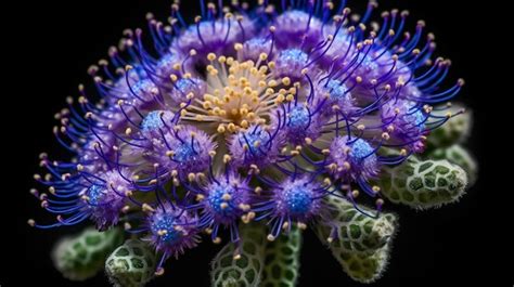 Premium AI Image | A purple cactus with purple flowers and yellow stamens