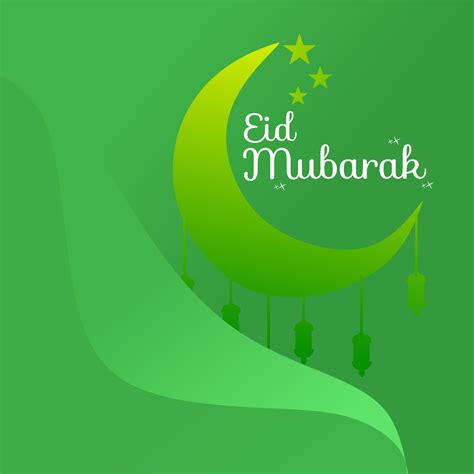 Eid Mubarak Background With Green Color Design And Lantern Ornament