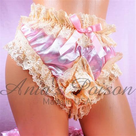 Anias Sissy Spanking Maid Satin High Cut Super Frilly Open Crotch Baby