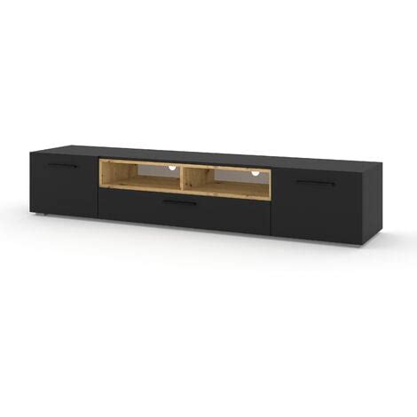 Mueble Tv Anette Cm Negro Mate Roble Artesanal