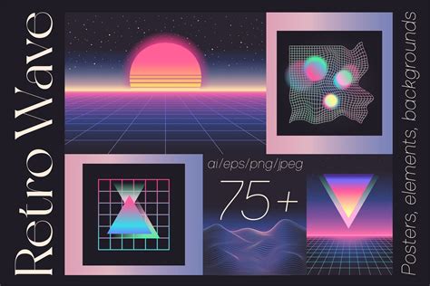 Retrowave 80s 90s Synthwave Style Design Cuts