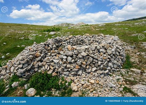 stone construction  mountain plateau stock photo image