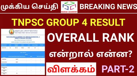 Tnpsc Group Result What Is Overall Rank Full Explanation In