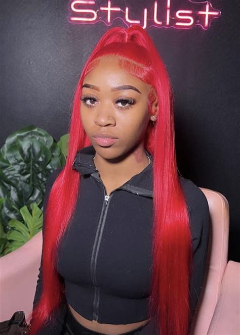 Black Girl Red Wig Hairstyles Red Half Up Half Down Wig Braids