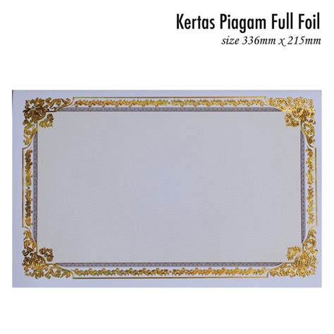 Jual Kertas Blanko Kertas Piagam Sertifikat Folio Simpaty Full Foil