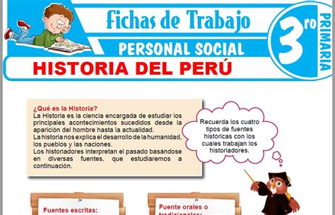 Historia Del Perú Para Tercero De Primaria Fichas De Trabajo