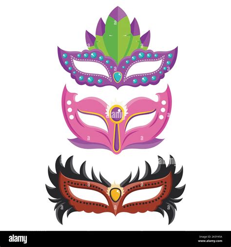 Vector Set Of Masquerade Ball Masks Illustration Isolated On White