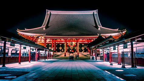 The Thunder Gate Of Senso Ji Temple At Night Asakusa Tokyo R