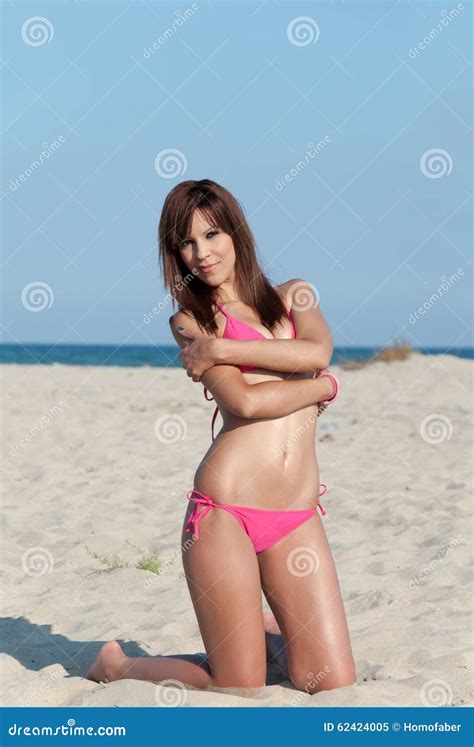 Slim Attractive Body In Pink Bikini Stock Image Image Of Lady