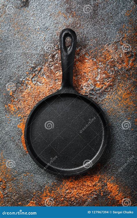 Empty Black Cast Iron Pan On An Old Protvine Stock Photo Image Of