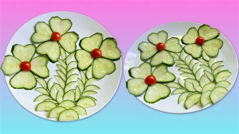 Beautiful Salad Decoration Idea Cucumber And Tomato Plate Decoration