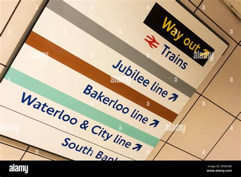 Directions Sign On The London Underground Showing The Way Out Jubilee