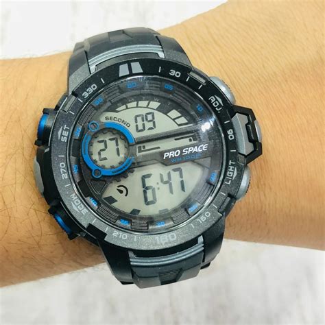 Reloj Pro Space Pro Para Hombre Digital Caucho Sumergible Negro Con