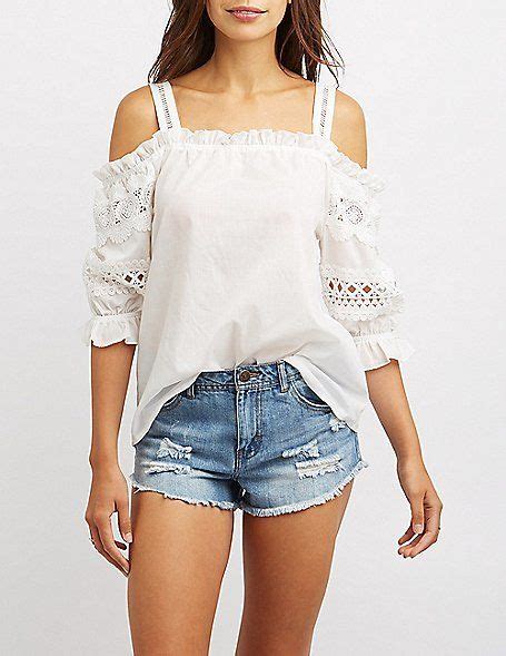 Charlotte Russe Crochet Sleeve Cold Shoulder Top Tops Clothes