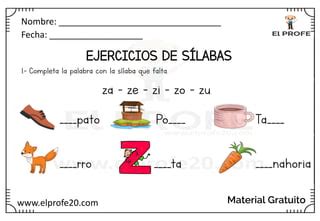 Cuadernillo Completa La Silaba Que Falta Pdf