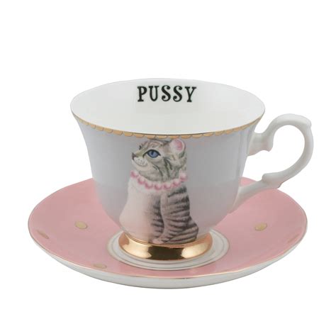 YE TEACUP SAUCER PUSSY CAT D And M Garden Centre