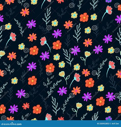 Retro Floral Background Seamless Pattern With Beautiful Flower With