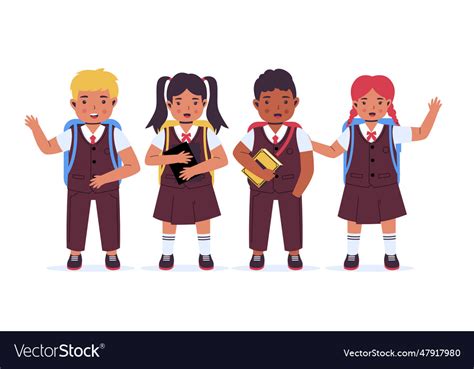 Set collection of school children Royalty Free Vector Image