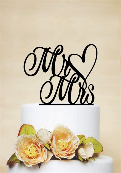 Mr And Mrs Cake Topperwedding Cake Topper With Heartacrylic Etsy