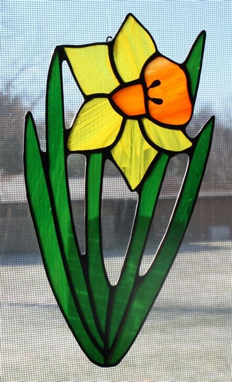 Stained Glass Daffodil Suncatcher By OnlineGlass On Etsy In 2024