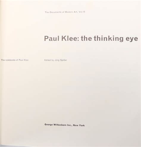 Second Revised Edition "Paul Klee: The Thinking Eye" by Jürg Spiller, 1964 | EBTH