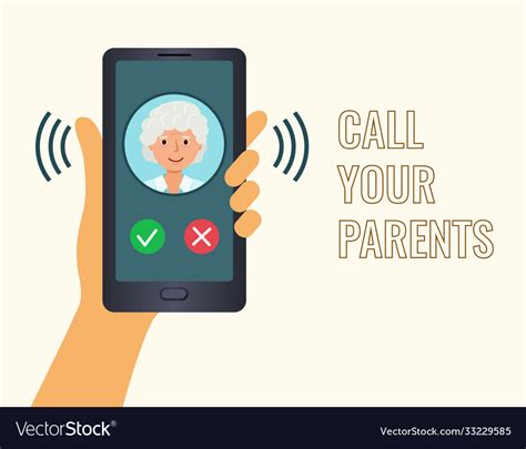 Poster Call Your Parents Hand Holding Phone And Vector Image