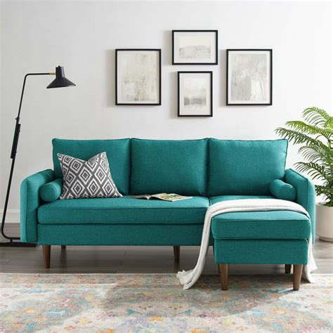 Revive Upholstered Right or Left Sectional Sofa in Teal - Walmart.com ...