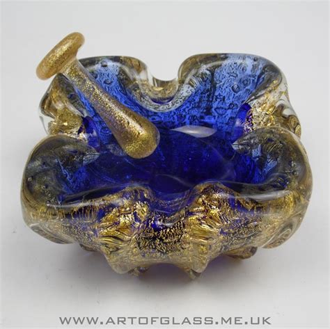 Beautiful Handcrafted Glass Pestle Mortar Both Pieces Have Gold Leaf Inclusions Polished Out