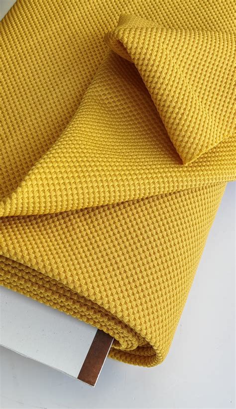 DESTASH Thick Textured Scuba Jaquard Mustard Yellow FabricStore