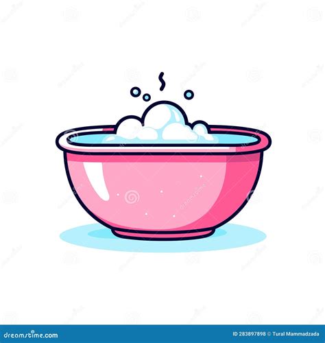 Vector Of A Pink Bowl Filled With Water Bubbles Stock Vector Illustration Of Liquid