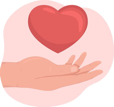 Charity 2D Vector Isolated Illustration Holding Heart Flat Hand