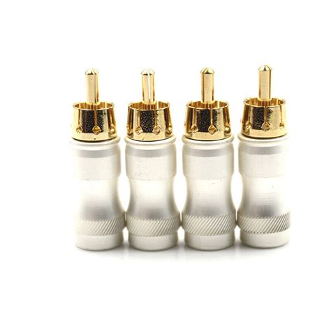 4pcs Goldplated Rca Male Plug Hifi Audio Cable Audio Video Connector Adapter3cau Ebay