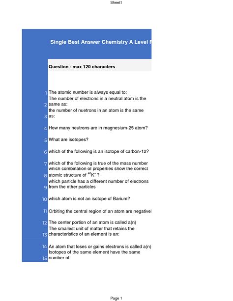 A Level Chemistry Practice Questions Answers