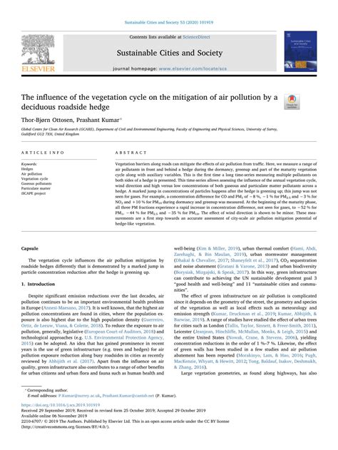 Pdf The Influence Of The Vegetation Cycle On The Mitigation Of Air