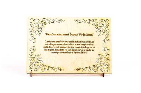 Diploma Personalizata Din Lemn Pentru Cea Mai Buna Prietena Carte