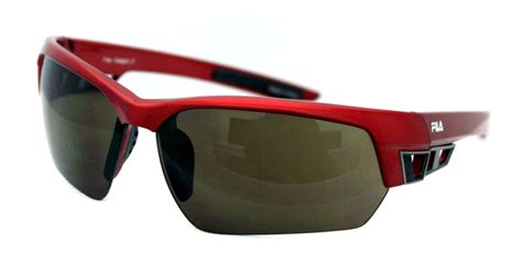 Fila Mens Red Rectangle Half Rim Sunglasses