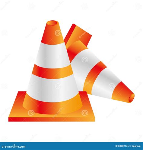 Colorful Realistic Striped Couple Traffic Cone Fallen Stock