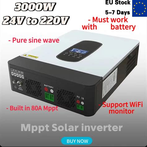 3 2KVA 3 0kw 24v PV Range 55 450VDC Pure Sine Wave 80A MPPT Charger