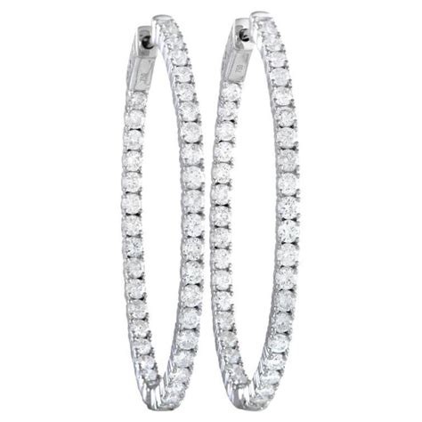 Lb Exclusive 18k White Gold 418ct Diamond Inside Out Hoop Earrings For Sale At 1stdibs