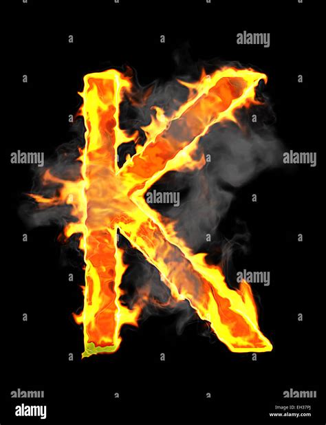 Burning And Flame Font K Letter Over Black Background Stock Photo Alamy