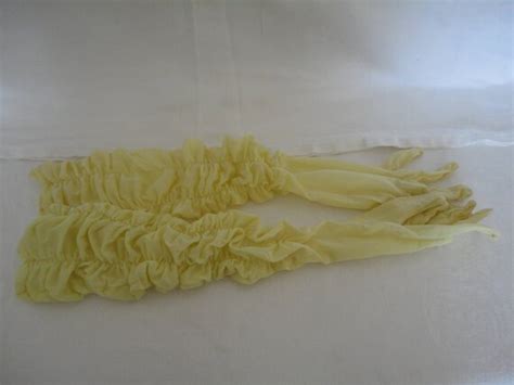 Vintage Yellow Lemon Semi Sheer Nylon Ruched Over Elb Gem