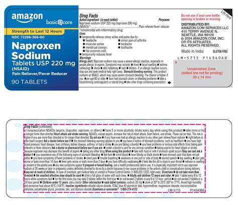 Fda Label For Amazon Basic Care Naproxen Sodium Tablet Film Coated