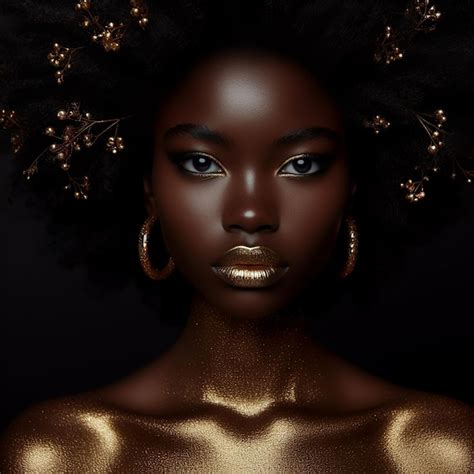 Premium Photo Beauty Portrait Of African American Woman With Golden