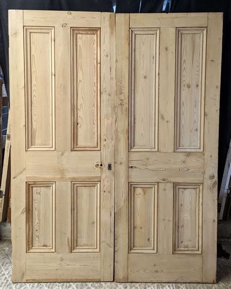 Dp Two Reclaimed Victorian Panel Stripped Pine Doors For Pair